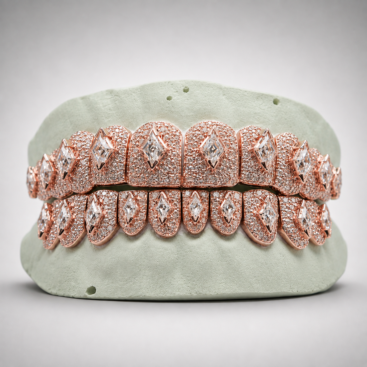 Lozenge Cut Center Stone VVS Moissanite Grillz