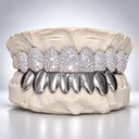 Moissanite Silver Combo VVS Moissanite Grillz