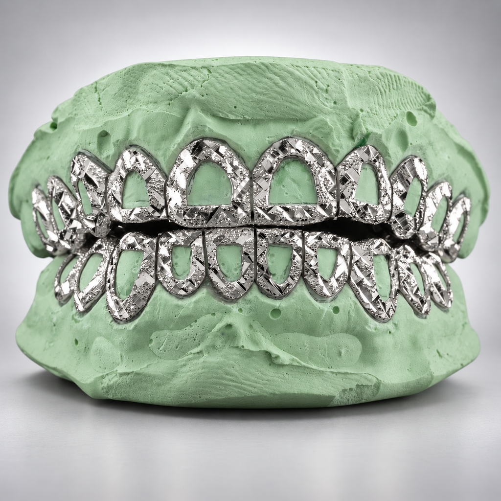 Open Face Diamond Cut & Diamond Dust Grillz