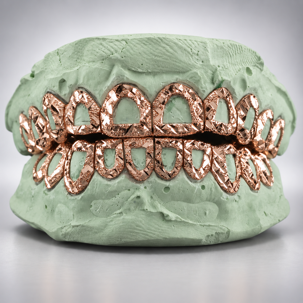 Open Face Diamond Cut & Diamond Dust Grillz