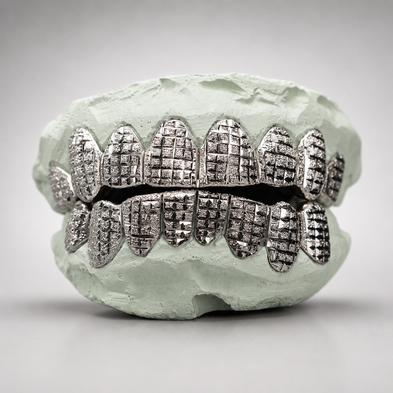 Princess Square Diamond Cut with Diamond Dust Grillz