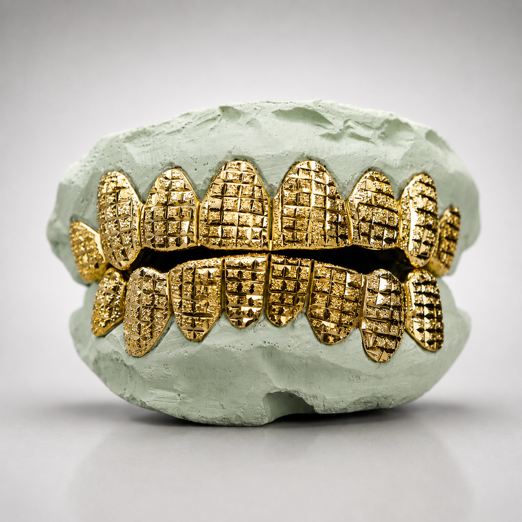 Princess Square Diamond Cut with Diamond Dust Grillz