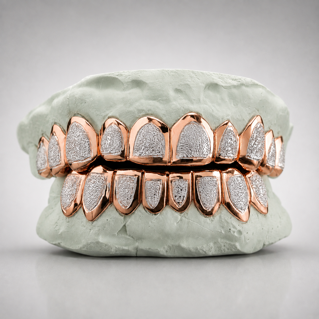 Two Tone Diamond Dust Grillz