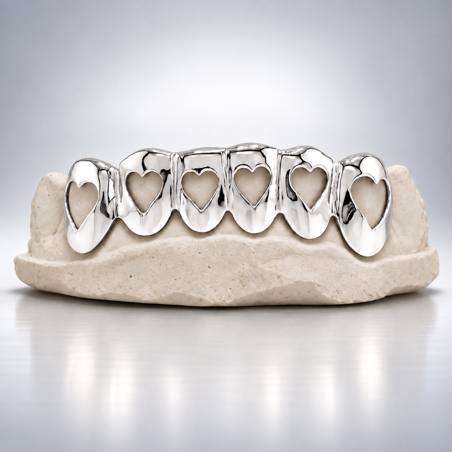 Custom Heart Frame Open Face Grillz