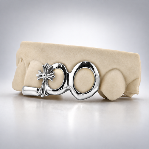 Cross Emblem Open Loop Grillz - White Gold