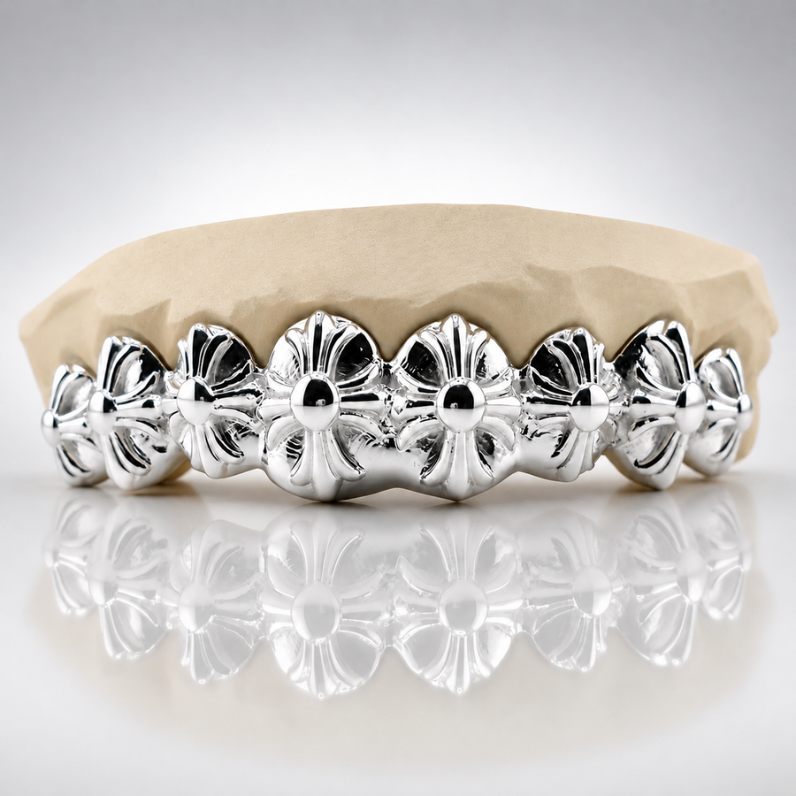 Floral Cross Relief Sculpted Grillz