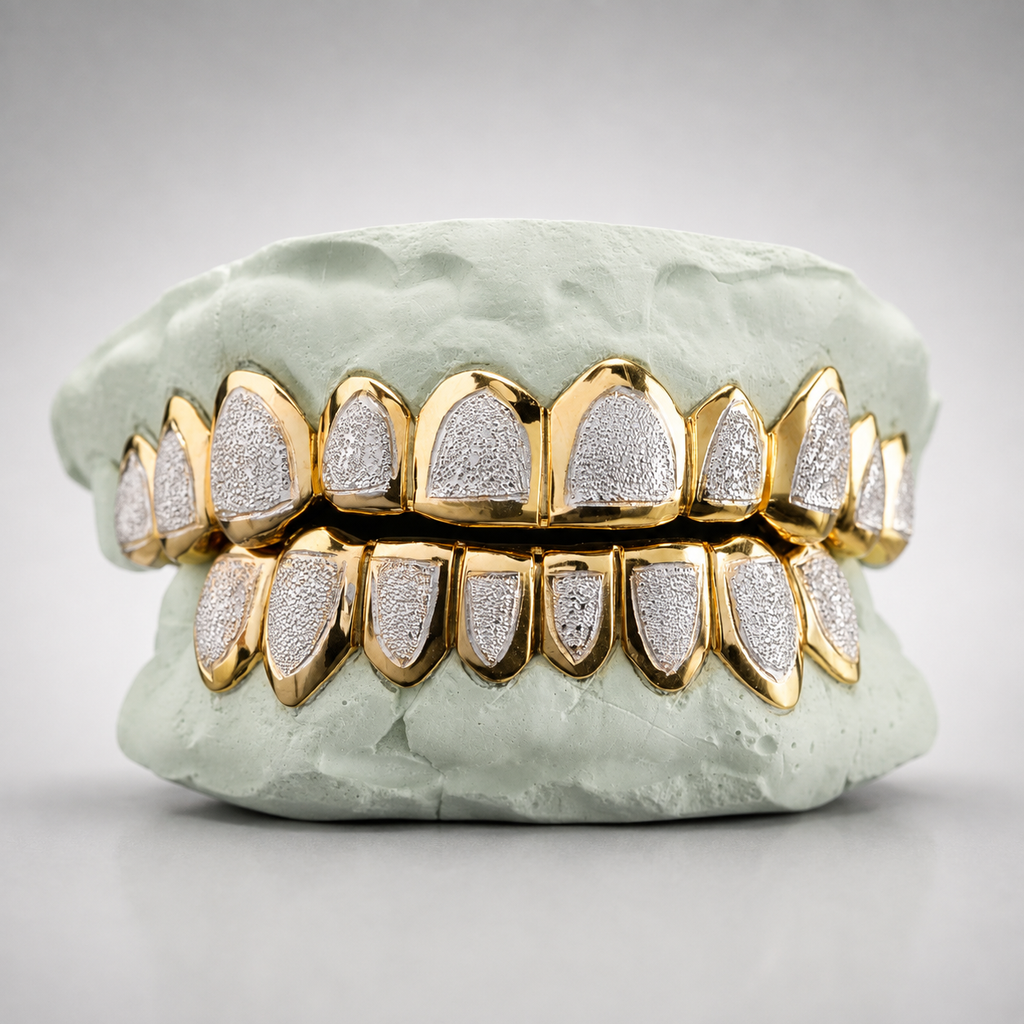 Two Tone Diamond Dust Grillz
