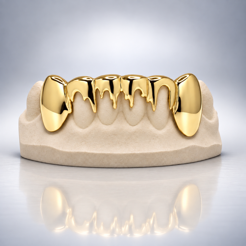 Custom 6PC Dripping Style Grillz - Yellow Gold