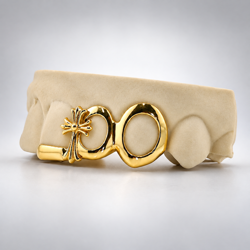 Cross Emblem Open Loop Grillz - Yellow Gold