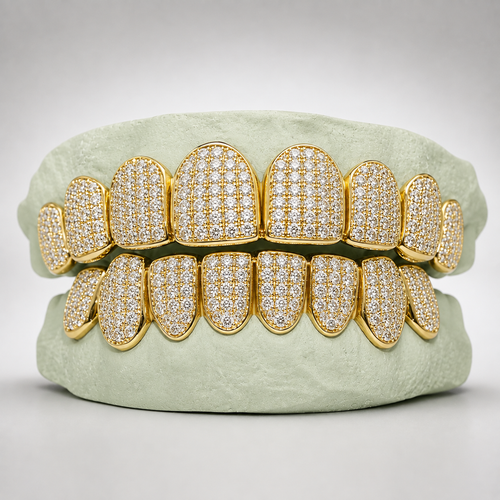 Straight Setting VVS Moissanite Grillz - view 1